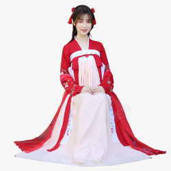 冬季长袖红色裙子汉服古装图高清图片