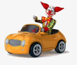 小丑坐在汽车上面素材