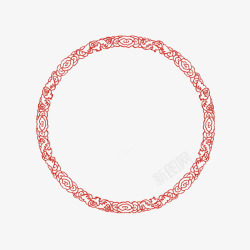 蒙古花纹圆圈红色古风古典圆圈高清图片