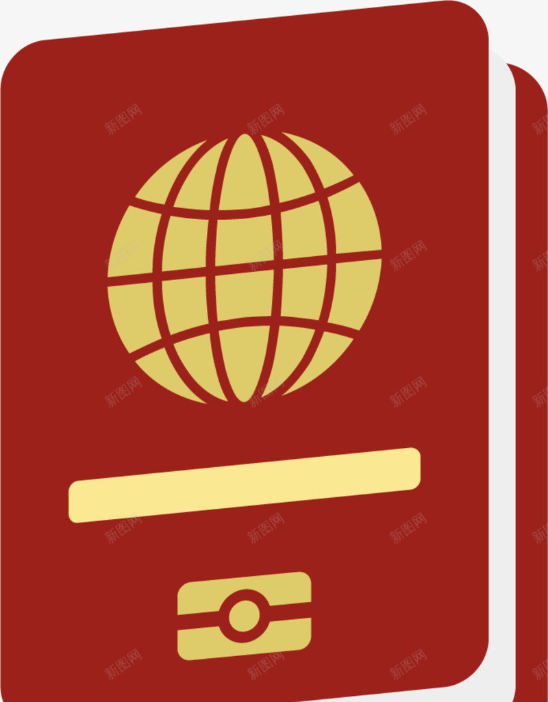 红色签证本子png免抠素材_新图网 https://ixintu.com 旅游 环球 红色本子 黄色地球 黄色条幅