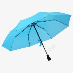 折叠伞蓝色自动折叠晴雨伞高清图片