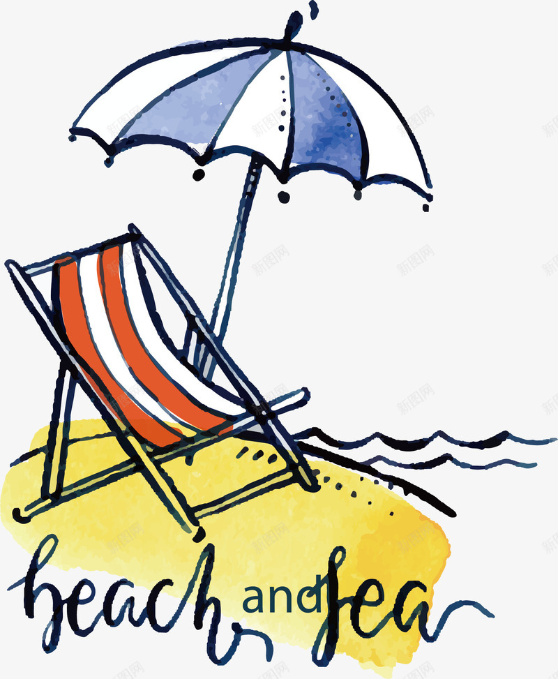 沙滩舒适懒人椅png免抠素材_新图网 https://ixintu.com 享受假期 享受阳光 沙滩 矢量素材 阳光