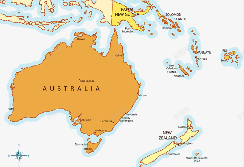 澳大利亚世界地理位置png免抠素材_新图网 https://ixintu.com 南半球 大洋洲 太平洋 澳大利亚地图
