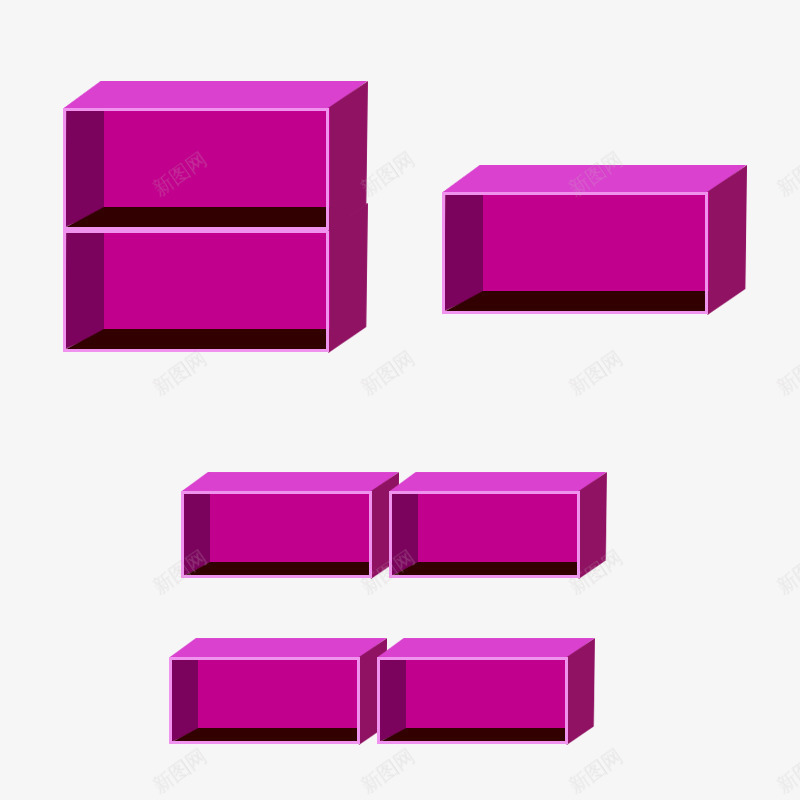 立体方形png免抠素材_新图网 https://ixintu.com 方形 立体 立体方形 立体盒子 紫色方形 长方形