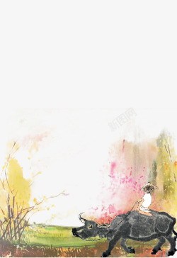 春节手绘画水彩水彩清明节放假高清图片