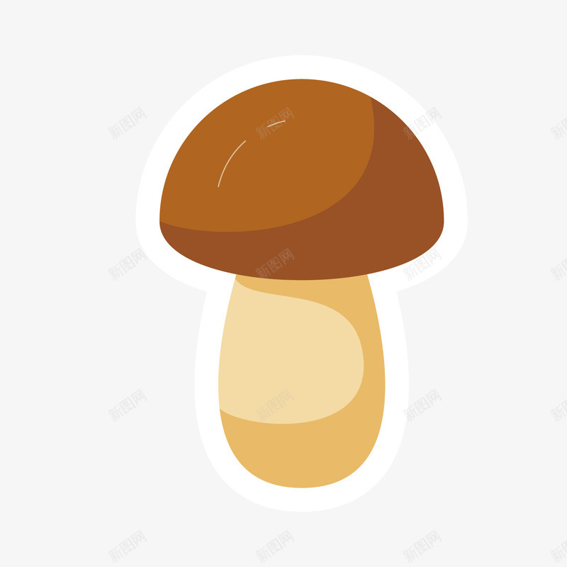 棕色蘑菇卡通图标矢量图ai_新图网 https://ixintu.com 圆弧 形状 扁平化 棕色 蔬菜 蘑菇 矢量图