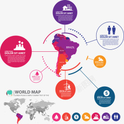 地图蓝色世界南美洲高清图片