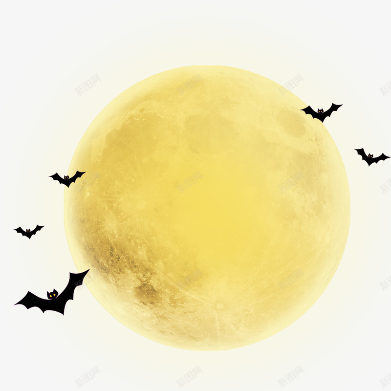 万圣节夜晚的月亮psd免抠素材_新图网 https://ixintu.com 万圣节 动物 月亮 海报背景 节日海报 蝙蝠