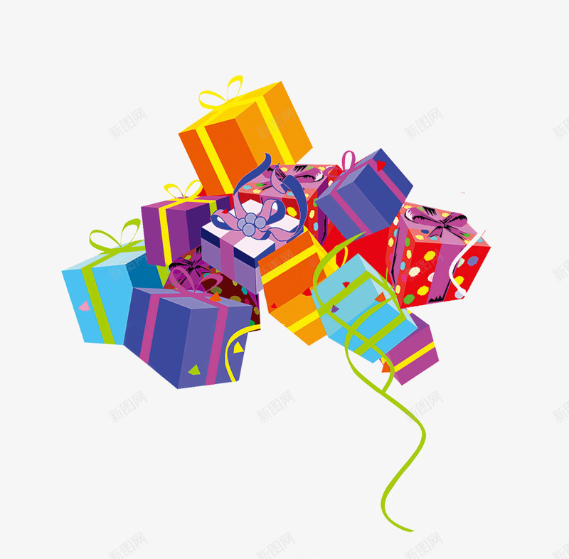 卡通彩色礼物盒png免抠素材_新图网 https://ixintu.com 彩色盒子 彩色礼物盒 盒子