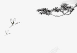 古典松树中国风水墨高清图片