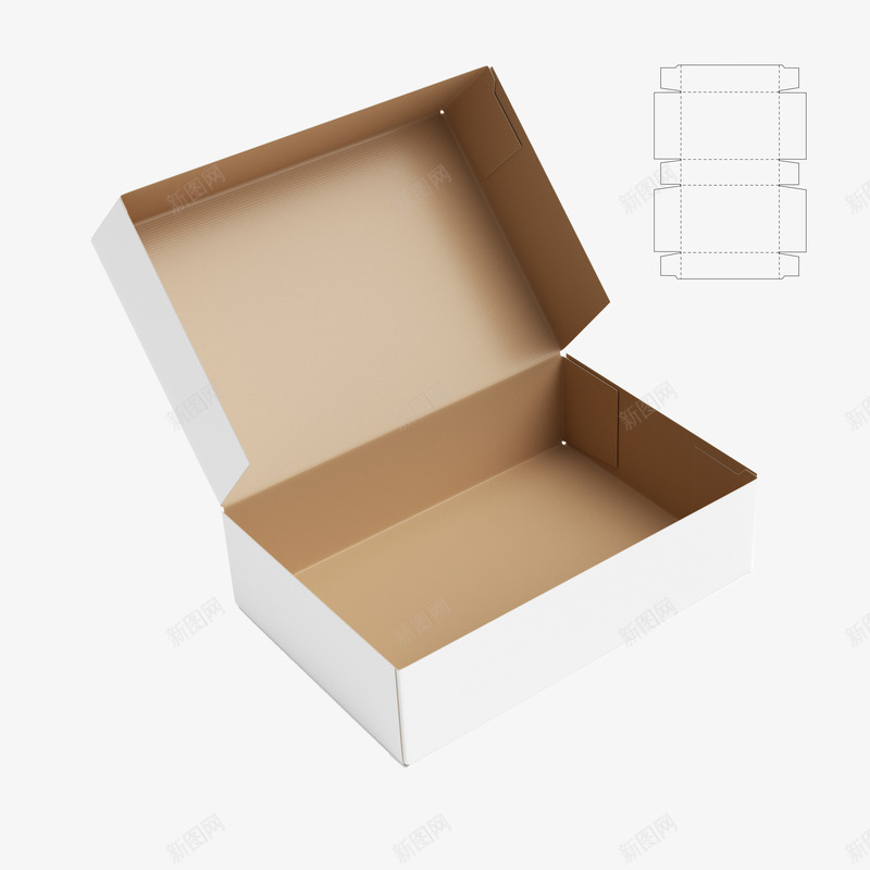 鞋盒png免抠素材_新图网 https://ixintu.com 平面 折法 白色 盒子 装饰 鞋盒