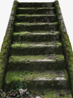 楼梯台阶绿色青苔石阶高清图片