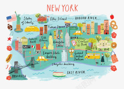 卡通纽约地图素材