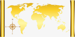轮廓方向金黄色世界地图高清图片