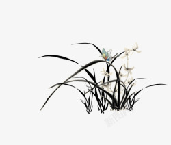 小草和虫子中国风水墨草高清图片
