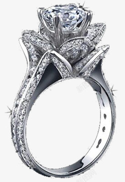 镶嵌型产品实物立体花朵镶嵌型钻石戒指高清图片