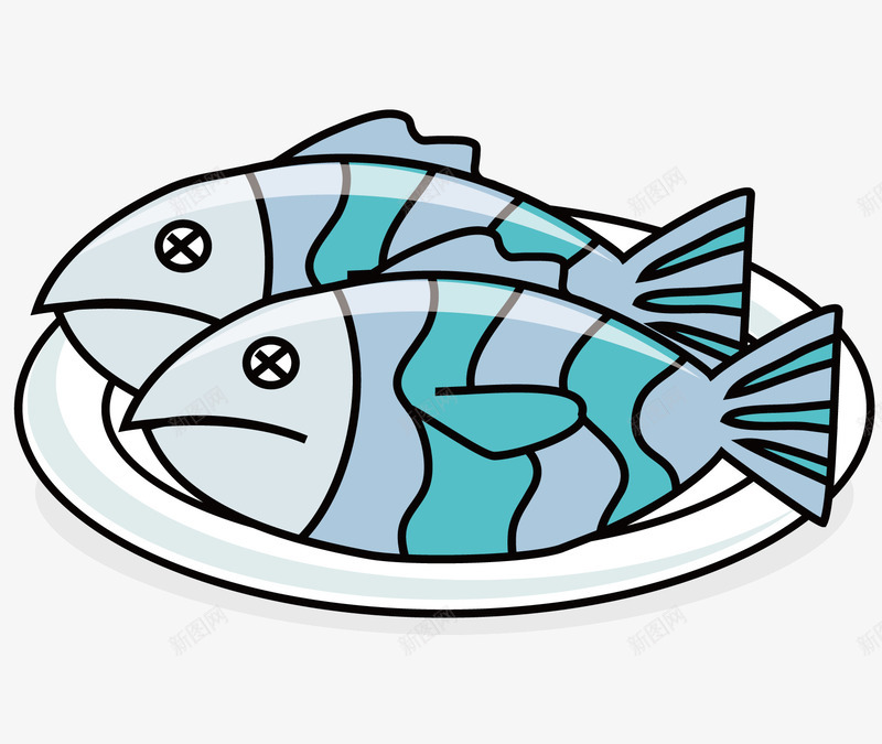 盘子里的鱼矢量图ai免抠素材_新图网 https://ixintu.com 动物 海鲜 矢量素材 食品 食物 鱼 矢量图