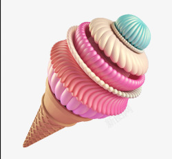 C4D抽象立体冰淇淋炫彩素材