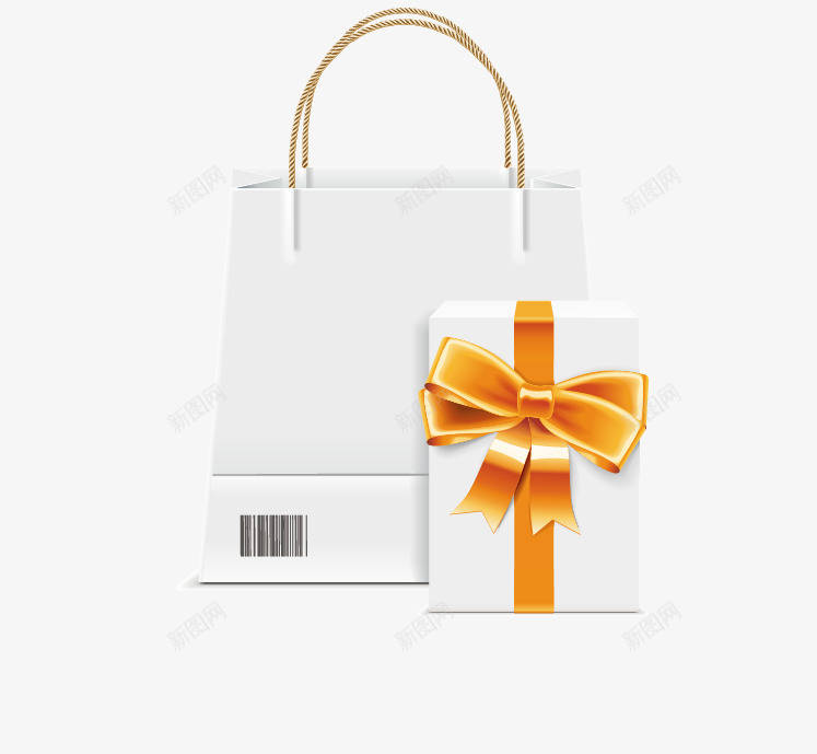 白色购物袋png免抠素材_新图网 https://ixintu.com 商店 盒子 礼物 礼物袋子 袋子 购物