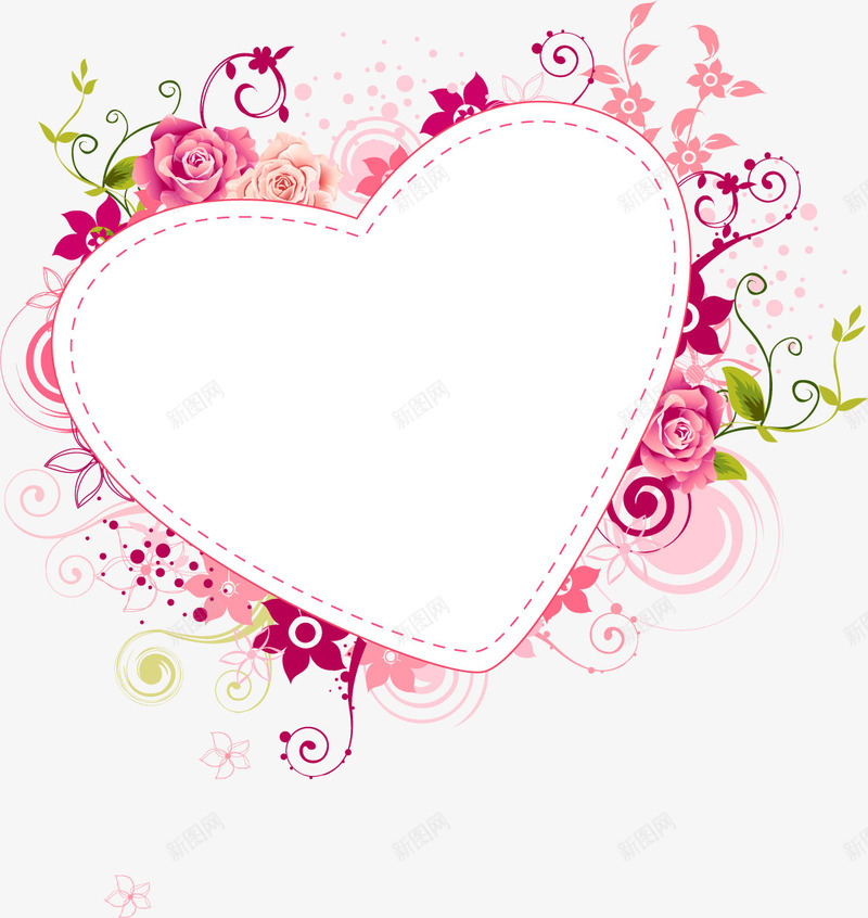 粉色美丽花朵爱心边框png免抠素材_新图网 https://ixintu.com 爱心 粉色 美丽 美图边框 花朵 边框