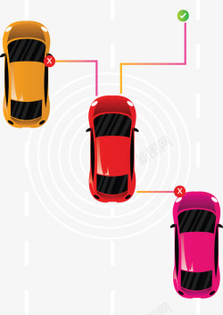 自动驾驶彩色汽车无人驾驶矢量图高清图片