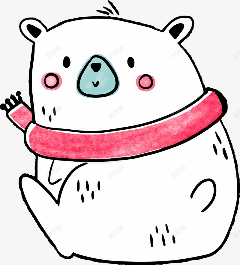 手绘白熊装饰png免抠素材_新图网 https://ixintu.com 卡通动物 卡通装饰 小熊填色 扁平化 手绘白熊 白色小熊 矢量图案