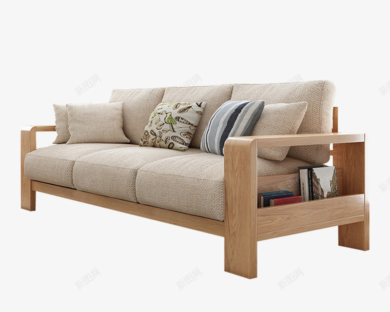 沙发简图png免抠素材_新图网 https://ixintu.com 卡通 家具 手绘 棕色 沙发 沙发垫 蓝色 靠垫