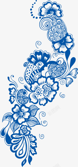 山水彩青花瓷花纹高清图片