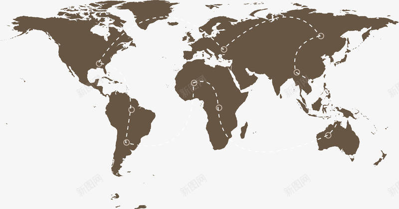 手绘世界地图png免抠素材_新图网 https://ixintu.com 世界地图 世界地图轮廓 咖啡色 地图 定位 手绘