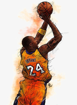 篮球运动员上篮科比插画高清图片
