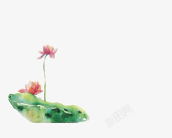 彩绘荷叶浮萍花朵素材