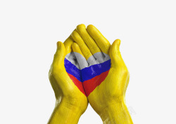 俄罗斯风格俄罗斯心形旗帜手绘高清图片