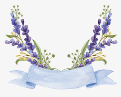 手绘紫色花唯美薰衣草类目边框图标高清图片