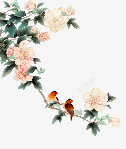 喜鹊装饰中国风花鸟装饰高清图片