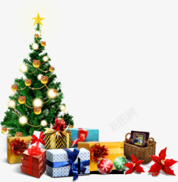 圣诞树下的礼盒淘宝促销素材