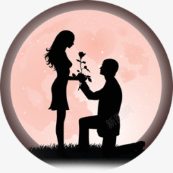 求婚的情侣圆环粉色海报背景七夕情人节素材