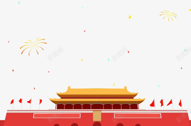 天安门png免抠素材_新图网 https://ixintu.com 北京 北京插画 卡通 天安门 建筑 红色