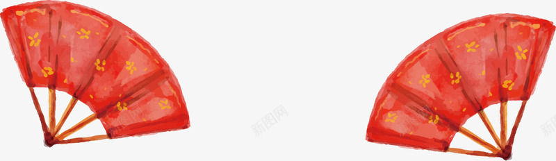 红色折扇png免抠素材_新图网 https://ixintu.com 中国风 扇子 红色 装饰素材
