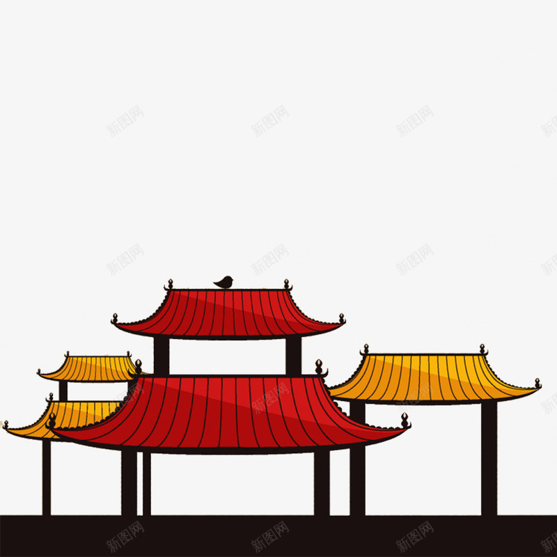 红房子动画png免抠素材_新图网 https://ixintu.com 中国风 动画 房子 红色