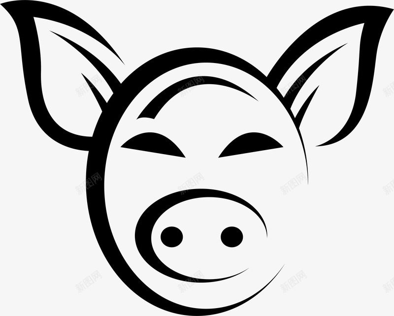 手绘线条猪矢量图图标ai_新图网 https://ixintu.com 动物线条 卡通猪头 手绘动物 手绘线条猪 猪 猪头简笔画 矢量图