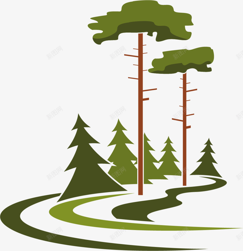 大自然绿色森林png免抠素材_新图网 https://ixintu.com 大自然 棕色树干 温馨 绿色大树 绿色森林 绿色道路