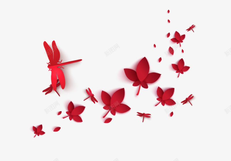 折纸蜻蜓png免抠素材_新图网 https://ixintu.com 折纸 红色 红蜻蜓