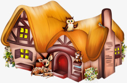 木质小房子手绘彩铅木质房子高清图片
