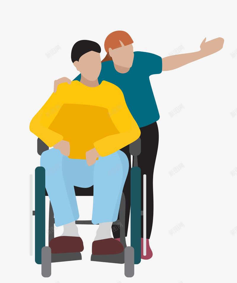 关爱残疾人png免抠素材_新图网 https://ixintu.com 关爱 坐轮椅 弱势群体 残疾人 矢量素材 轮椅