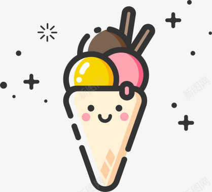 mbe风格卡通装饰冰淇淋图标矢量图图标