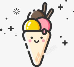 冰淇淋装饰mbe风格卡通装饰冰淇淋图标矢量图高清图片
