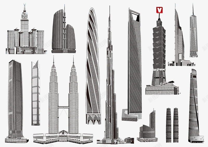 房屋建筑png免抠素材_新图网 https://ixintu.com 写字楼 写字楼合集 办公楼 合集 城市 城市建筑 建筑合集 矢量建筑 矢量楼层 高楼大厦
