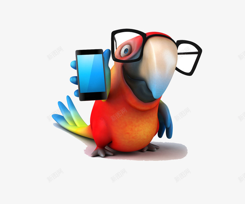 鹦鹉拿着手机png免抠素材_新图网 https://ixintu.com 卡通 手机 鸟类 鹦鹉