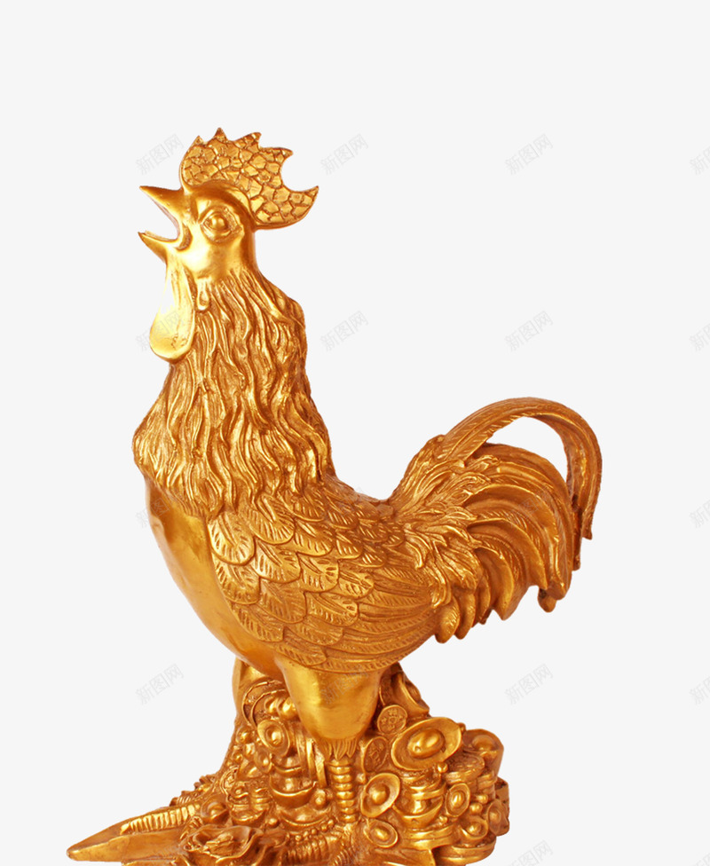 金色雕刻的鸡装饰png免抠素材_新图网 https://ixintu.com 简约 设计 金色 鸡年