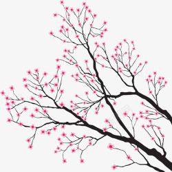 红色枝叶梅花缠绕的树枝高清图片